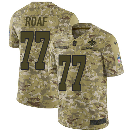 New Orleans Saints #77 Willie Roaf Camo Men's Stitched Limited 2018 Salute To Service Jersey Men's