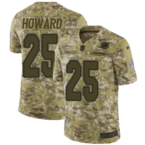 Miami Dolphins #25 Xavien Howard Camo Youth Stitched Limited 2018 Salute to Service Jersey Youth