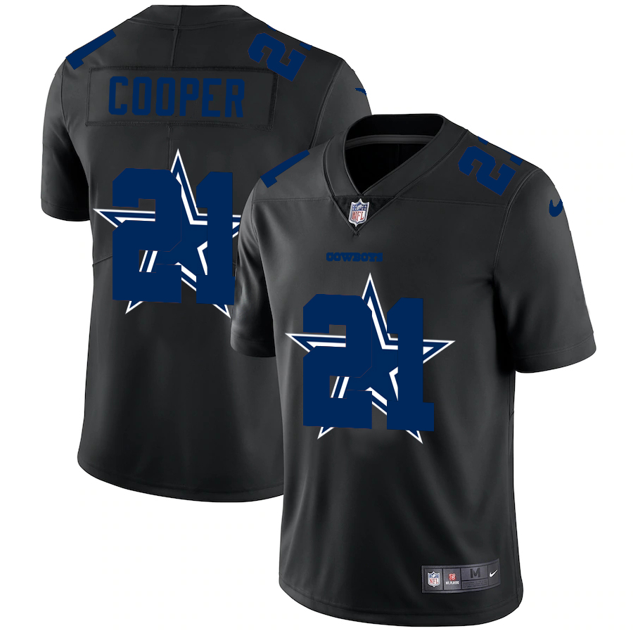 Dallas Cowboys #21 Ezekiel Elliott Men's Team Logo Dual Overlap Limited Jersey Black