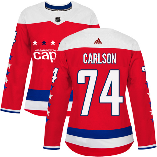 Adidas Washington Capitals #74 John Carlson Red Alternate Authentic Women's Stitched Jersey Womens