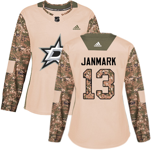 Adidas Dallas Stars #13 Mattias Janmark Camo Authentic 2017 Veterans Day Women's Stitched Jersey Womens