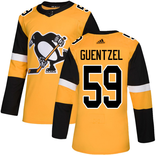 Adidas Pittsburgh Penguins #59 Jake Guentzel Gold Alternate Authentic Stitched Jersey Men's