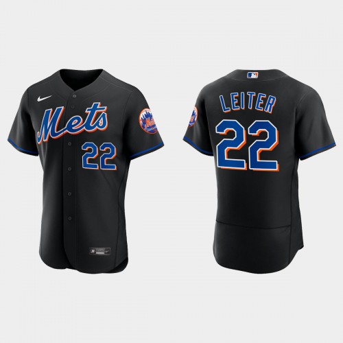 New York New York Mets #22 Al Leiter Men's 2022 Authentic Alternate Stitched Jersey - Black Men's