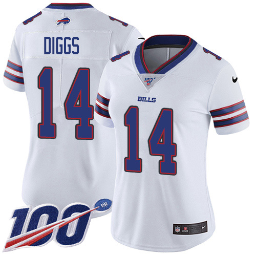 Bills #14 Stefon Diggs White Women's Stitched 100th Season Vapor Untouchable Limited Jersey