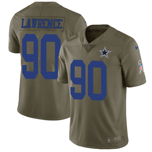 Cowboys #90 Demarcus Lawrence Olive Youth Stitched Limited 2017 Salute To Service Jersey