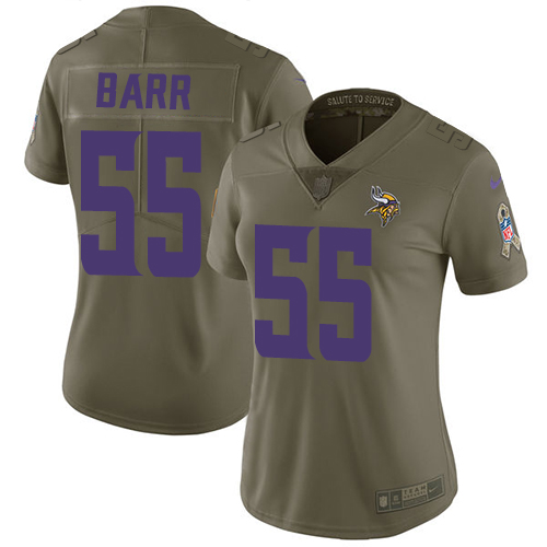Minnesota Vikings #55 Anthony Barr Olive Women's Stitched Limited 2017 Salute to Service Jersey Womens