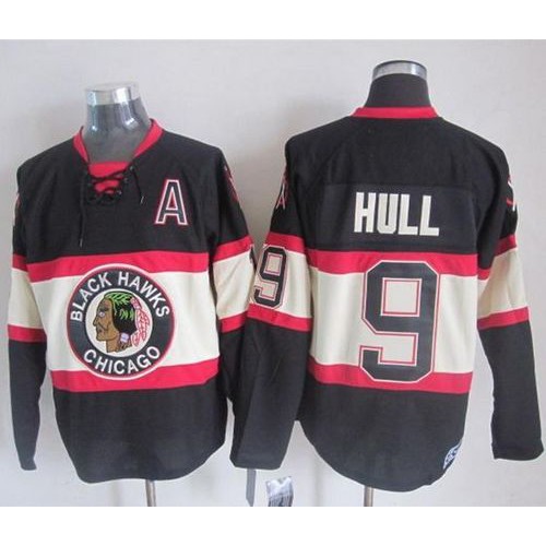 Chicago Blackhawks #9 Bobby Hull Black Third CCM Stitched Jersey Men's