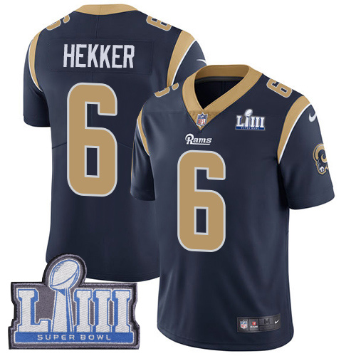 Los Angeles Rams #6 Johnny Hekker Navy Blue Team Color Super Bowl LIII Bound Youth Stitched Vapor Untouchable Limited Jersey Youth