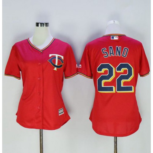 Minnesota Twins #22 Miguel Sano Red Women's Alternate Stitched Jersey Womens