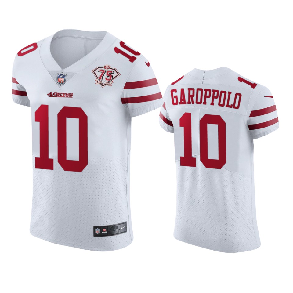 49ers #10 Jimmy Garoppolo White Men's 75th Anniversary Stitched Vapor Untouchable Elite Jersey