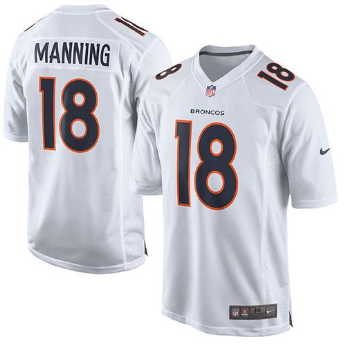Broncos #18 Peyton Manning White Youth Stitched Game Event Jersey