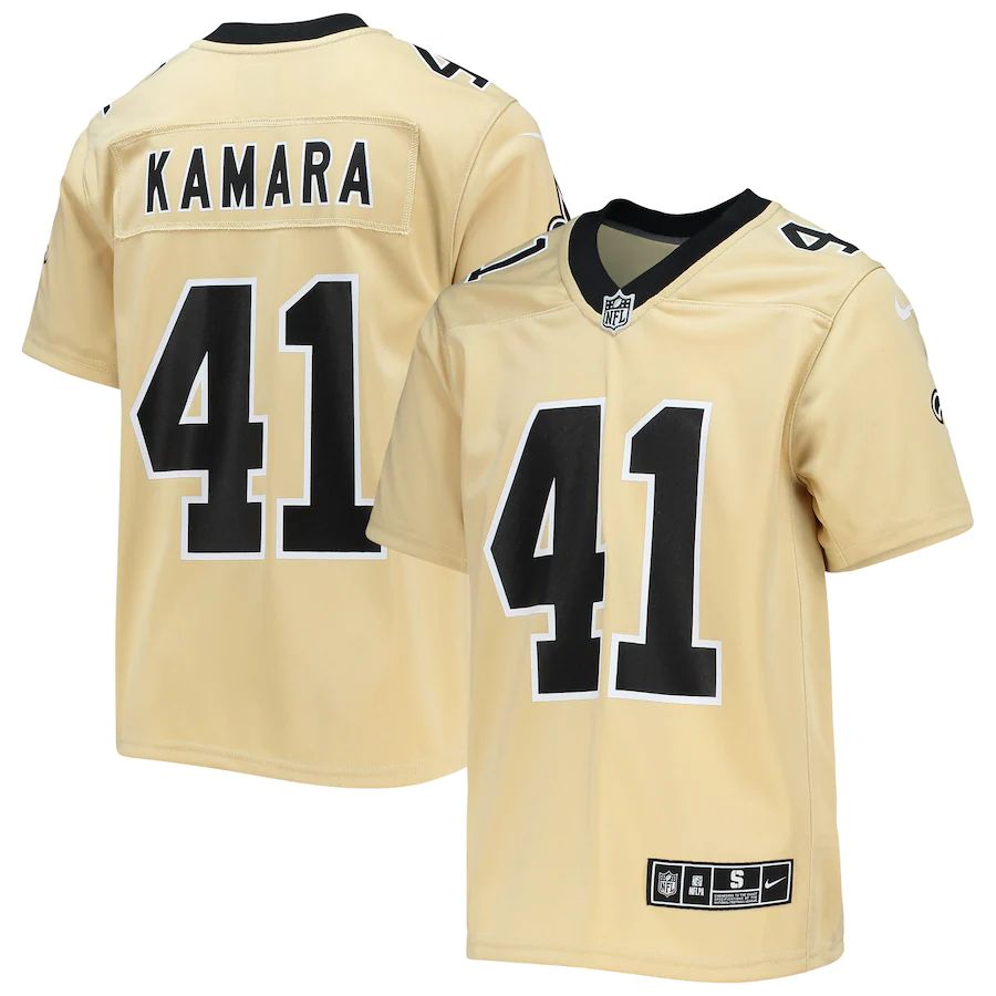 New Orleans Saints #41 Alvin Kamara Youth Gold Inverted Team Game Jersey