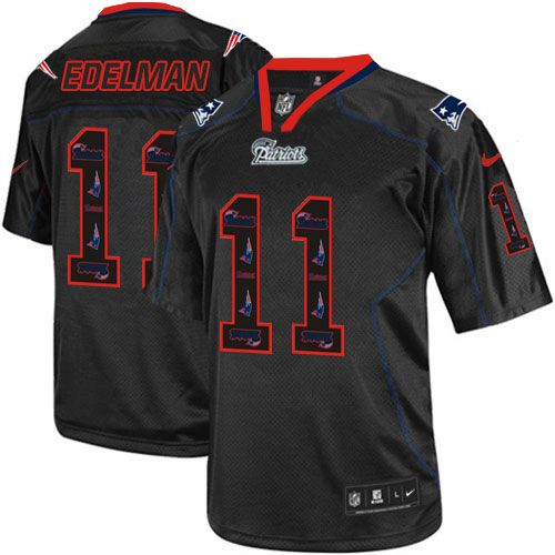 Patriots #11 Julian Edelman New Lights Out Black Men's Stitched Elite Jersey