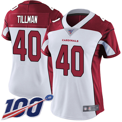 Cardinals #40 Pat Tillman White Women's Stitched 100th Season Vapor Limited Jersey