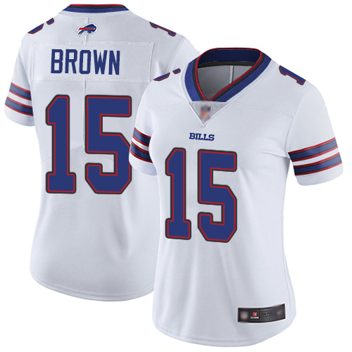 Buffalo Bills #15 John Brown White Women's Stitched Vapor Untouchable Limited Jersey Womens