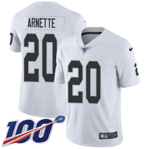 Las Vegas Raiders #20 Damon Arnette White Men's Stitched 100th Season Vapor Untouchable Limited Jersey Men's