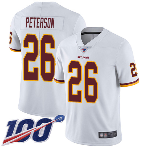 Washington Commanders #26 Adrian Peterson White Men's Stitched 100th Season Vapor Limited Jersey Men's