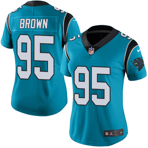 Carolina Panthers #95 Derrick Brown Blue Alternate Women's Stitched Vapor Untouchable Limited Jersey Womens