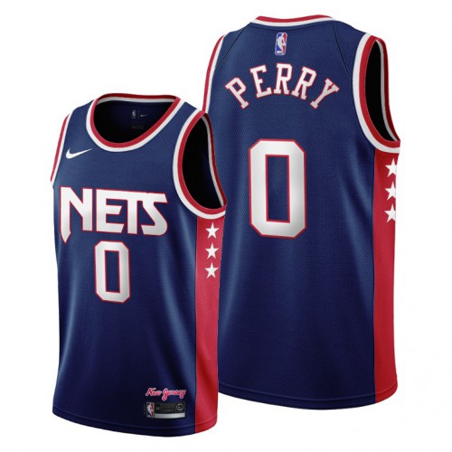 Brooklyn Brooklyn Nets #0 Reggie Perry Youth 2021-22 City Edition Throwback 90s Wordmark Navy Jersey Youth