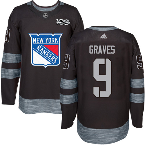 Adidas New York Rangers #9 Adam Graves Black 1917-2017 100th Anniversary Stitched Jersey Men's