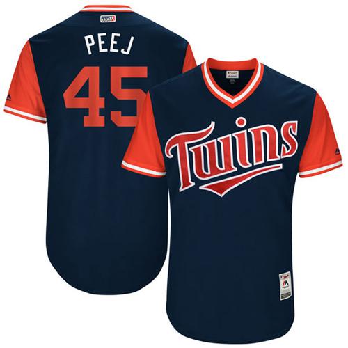 Minnesota Twins #45 Phil Hughes Navy 