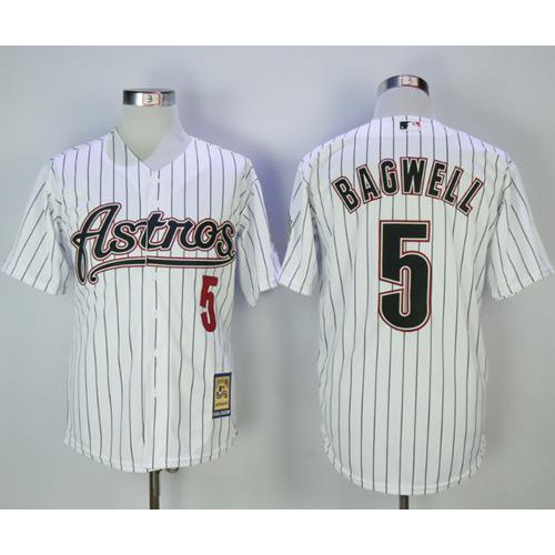 Houston Astros #5 Jeff Bagwell White Strip 2000 Turn Back The Clock Stitched Jersey Men's