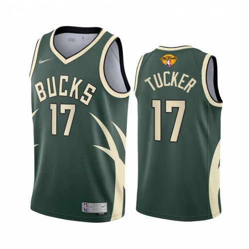 Milwaukee Milwaukee Bucks #17 P. J. Tucker Mens 2021 Finals Bound Swingman Earned Edition Jersey Green Mens