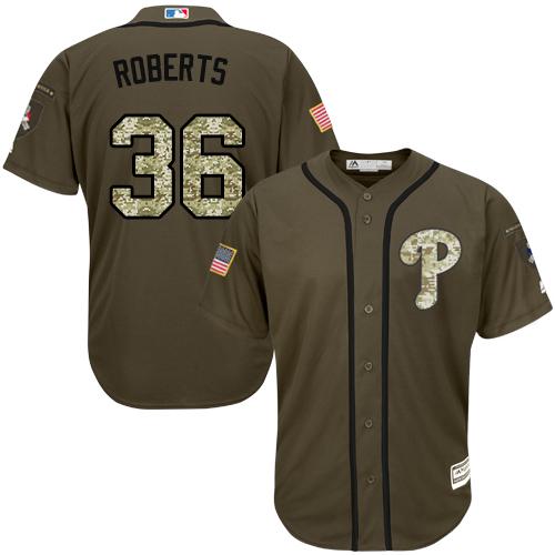 Philadelphia Phillies #36 Robin Roberts Green Salute to Service Stitched Jersey Men's
