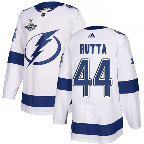 Adidas Tampa Bay Lightning #44 Jan Rutta White Road Authentic 2020 Stanley Cup Champions Stitched Jersey Men's