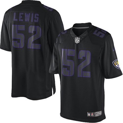 Ravens #52 Ray Lewis Black Men's Stitched Impact Limited Jersey