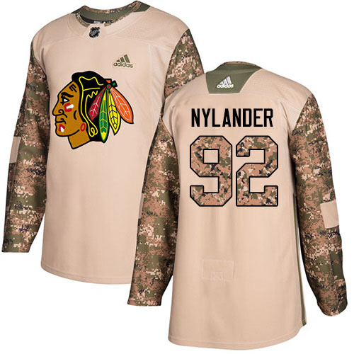 Adidas Chicago Blackhawks #92 Alexander Nylander Camo Authentic 2017 Veterans Day Stitched Jersey Men's
