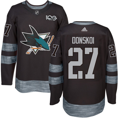 Adidas San Jose Sharks #27 Joonas Donskoi Black 1917-2017 100th Anniversary Stitched Jersey Men's