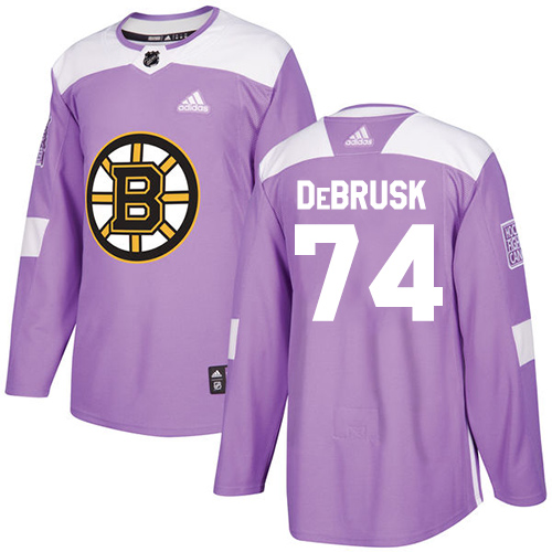 Adidas Boston Bruins #74 Jake DeBrusk Purple Authentic Fights Cancer Stitched Jersey Men's