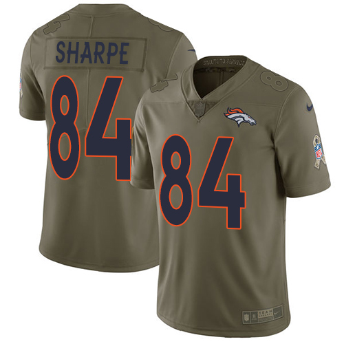 Denver Broncos #84 Shannon Sharpe Olive Men's Stitched Limited 2017 Salute to Service Jersey Men's