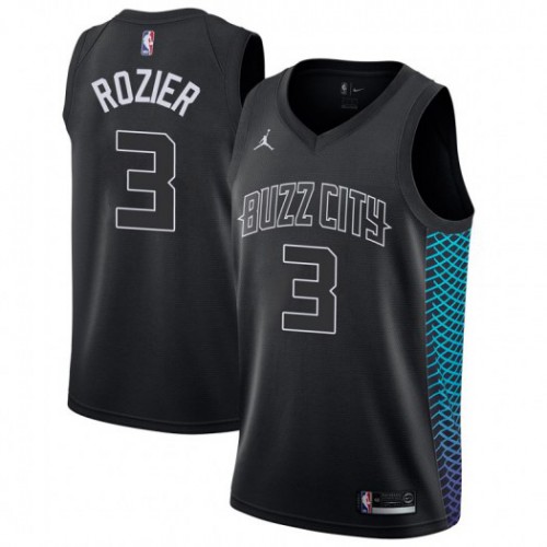 Charlotte Hornets #3 Terry Rozier Black Jordan Swingman City Edition Jersey Mens