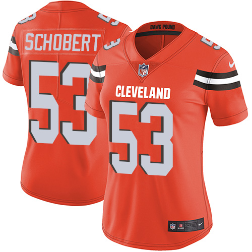 Cleveland Browns #53 Joe Schobert Orange Alternate Women's Stitched Vapor Untouchable Limited Jersey Womens