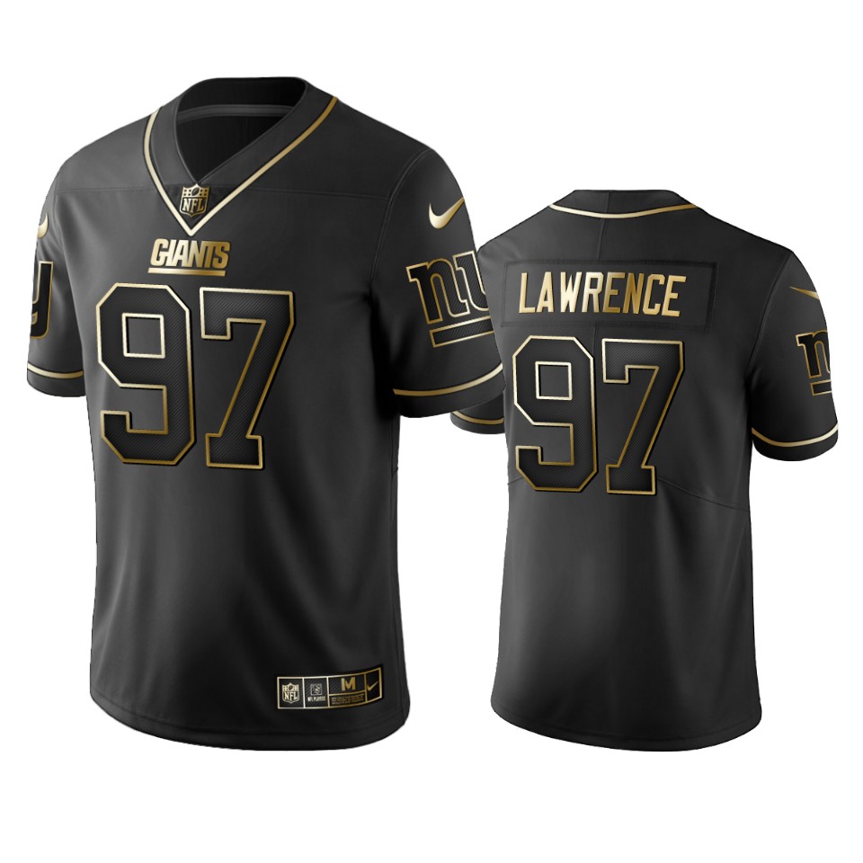 Giants #97 Dexter Lawrence Black Golden Limited Edition Stitched Jersey