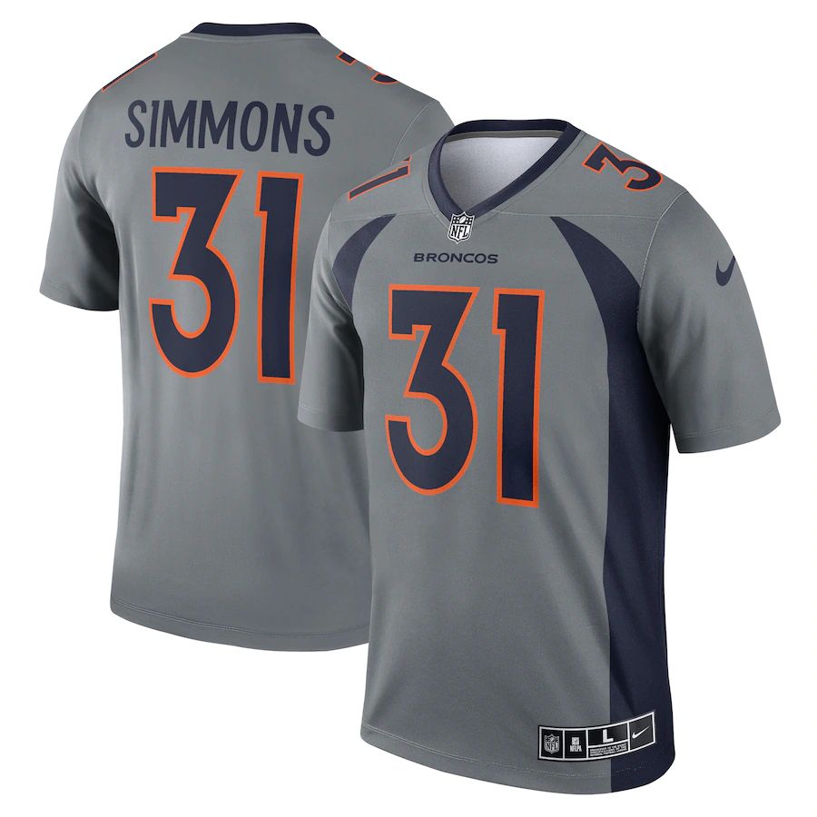 Denver Broncos #31 Justin Simmons Men's Gray Inverted Legend Jersey