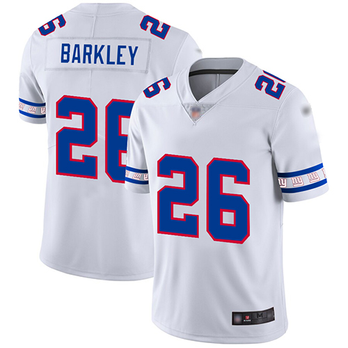 Giants #26 Saquon Barkley White Men's Stitched Limited Team Logo Fashion Jersey