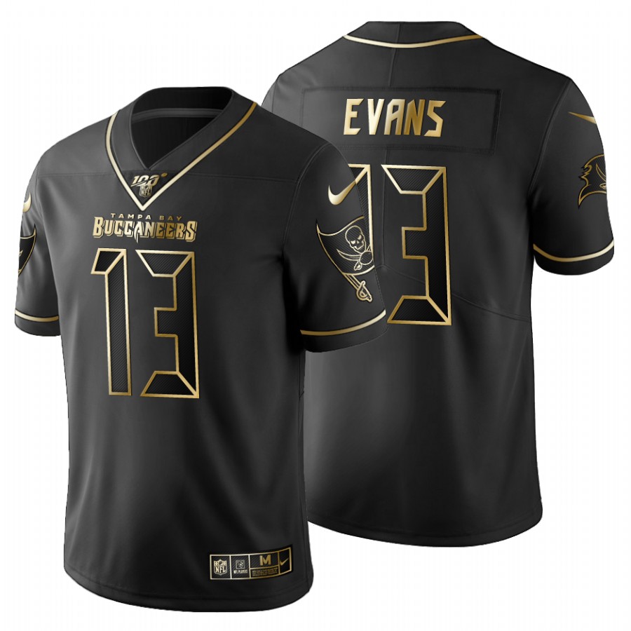 Tampa Bay Buccaneers #13 Mike Evans Men's Black Golden Limited 100 Jersey