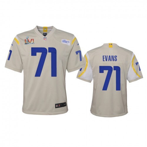 Los Angeles Los Angeles Rams #71 Bobby Evans Youth Super Bowl LVI Patch Game Jersey - Bone Youth