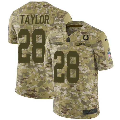 Colts #28 Jonathan Taylor Camo Youth Stitched Limited 2018 Salute To Service Jersey