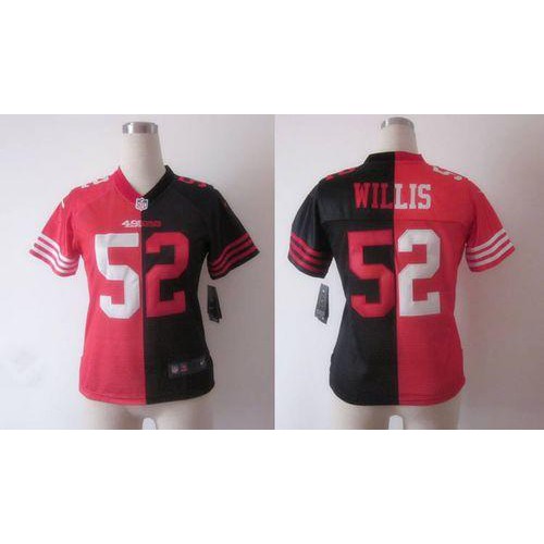 San Francisco 49ers #52 Patrick Willis Black/Red Women's Stitched Elite Split Jersey Womens
