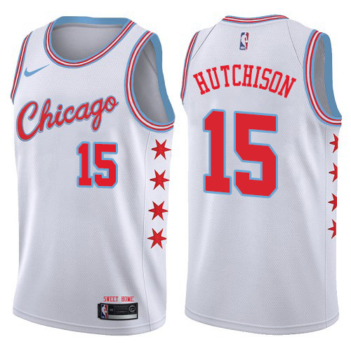 Chicago Bulls #15 Chandler Hutchison White Womens Swingman City Edition Jersey Womens