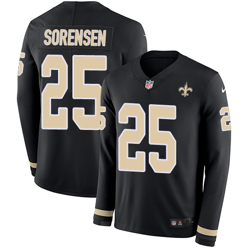 Saints #25 Daniel Sorensen Black Team Color Men's Stitched Limited Therma Long Sleeve Jersey