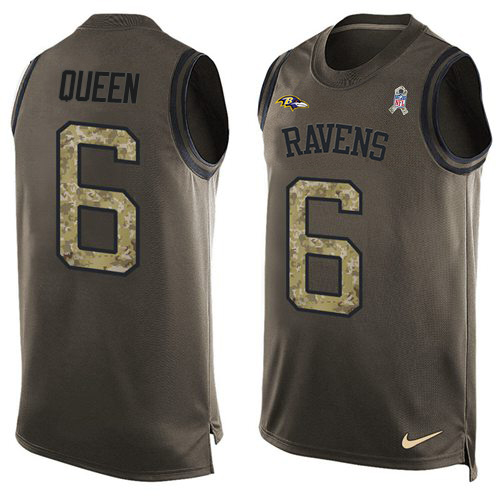 Ravens #6 Patrick Queen Green Men's Stitched Limited Salute To Service Tank Top Jersey