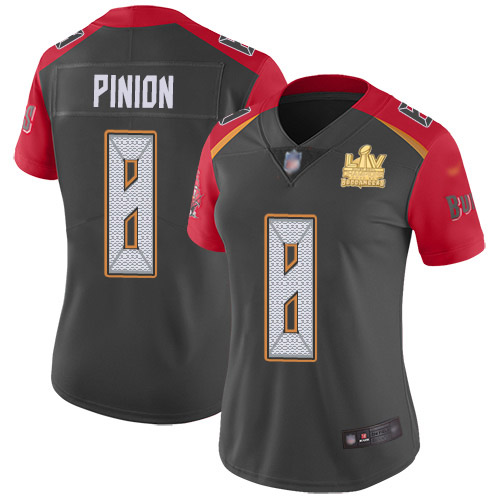 Tampa Bay Buccaneers #8 Bradley Pinion Gray Women's Super Bowl LV Champions Patch Stitched Limited Inverted Legend Jersey Womens