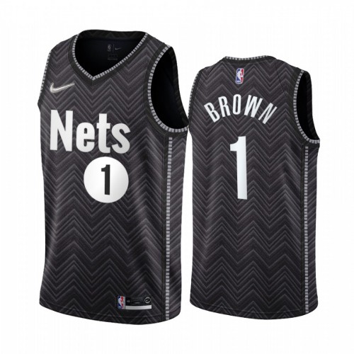 Brooklyn Brooklyn Nets #1 Bruce Brown Black Youth Swingman 2020-21 Earned Edition Jersey Youth
