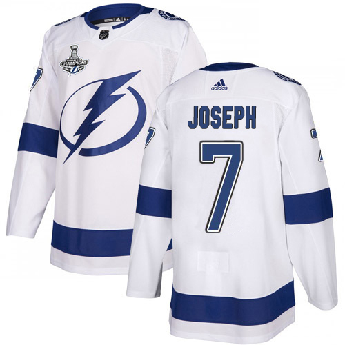 Adidas Tampa Bay Lightning #7 Mathieu Joseph White Road Authentic 2020 Stanley Cup Champions Stitched Jersey Men's