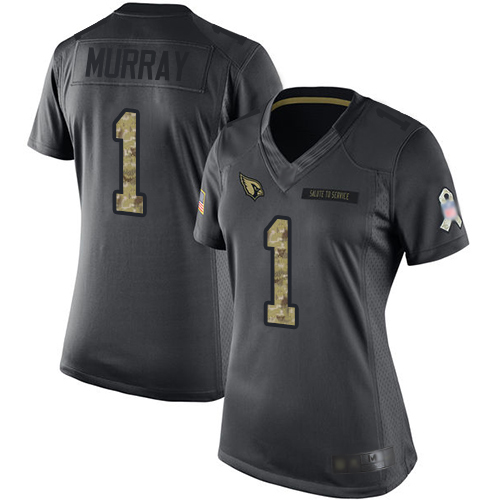 Cardinals #1 Kyler Murray Black Women's Stitched Limited 2016 Salute To Service Jersey